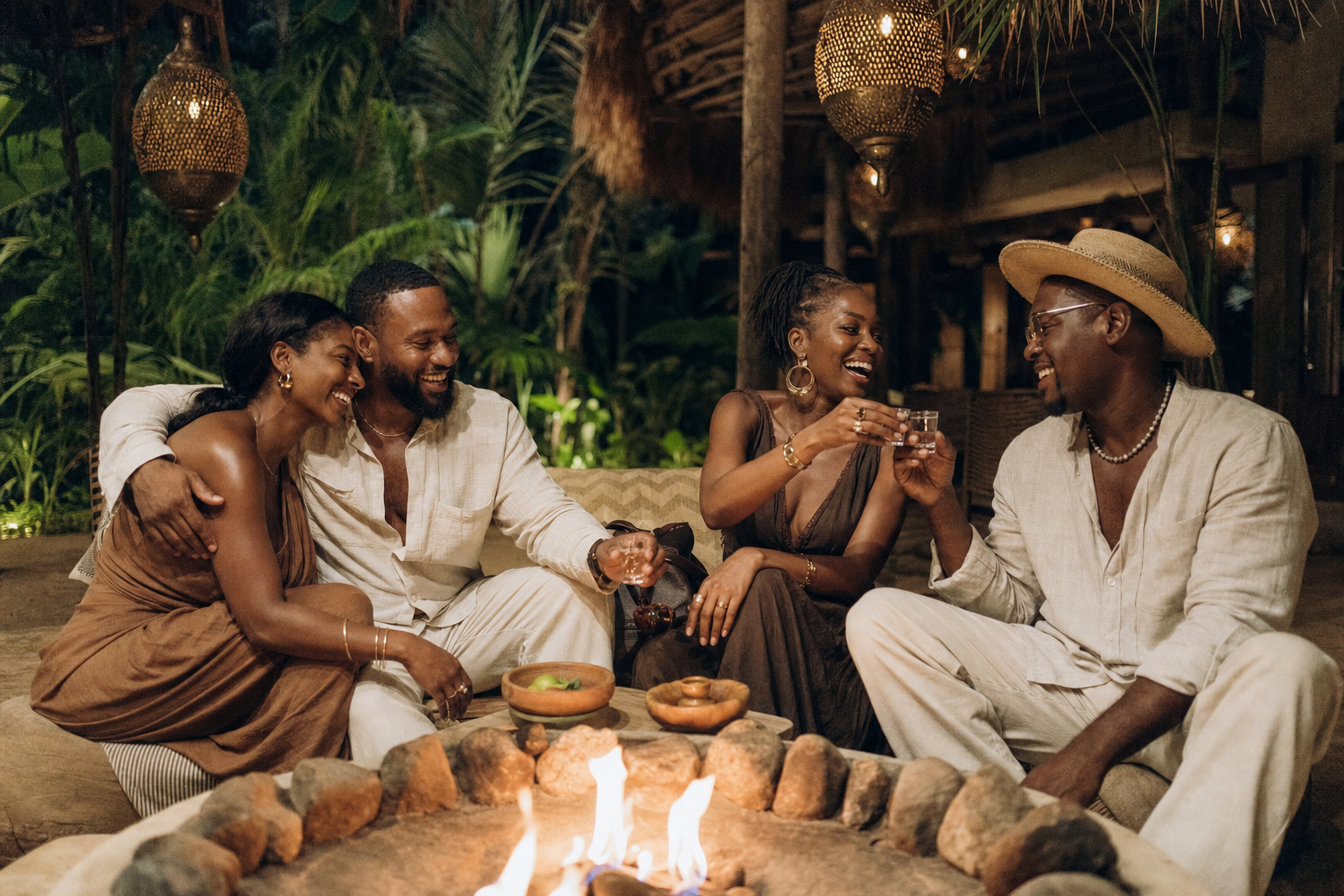 Friends around the firepit
